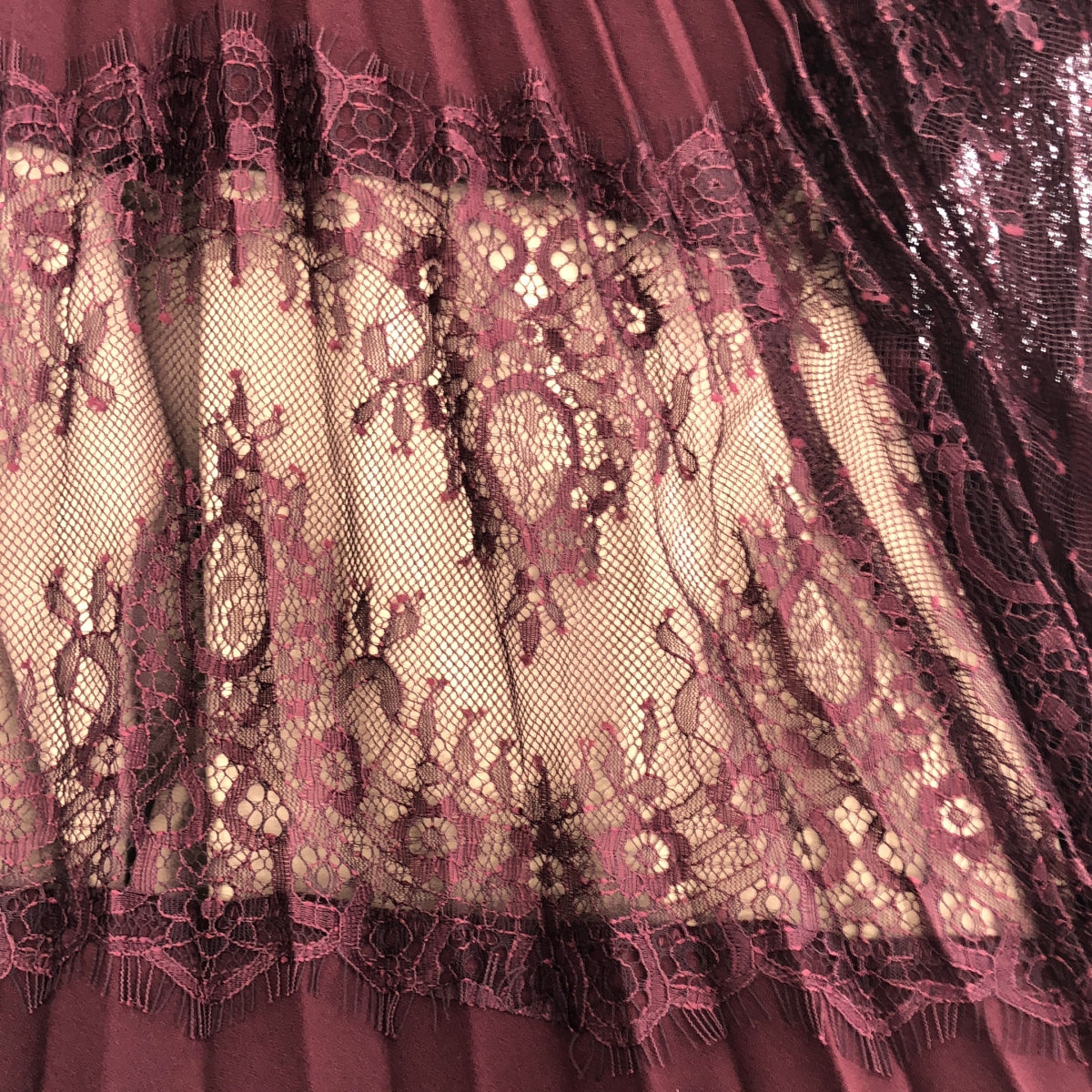 【美品】  AMERI / アメリ | UNDRESSED LACE SANDWICH SKIRT / アンドレスド レース サンドウィッチ スカート | M | ワイン | レディース