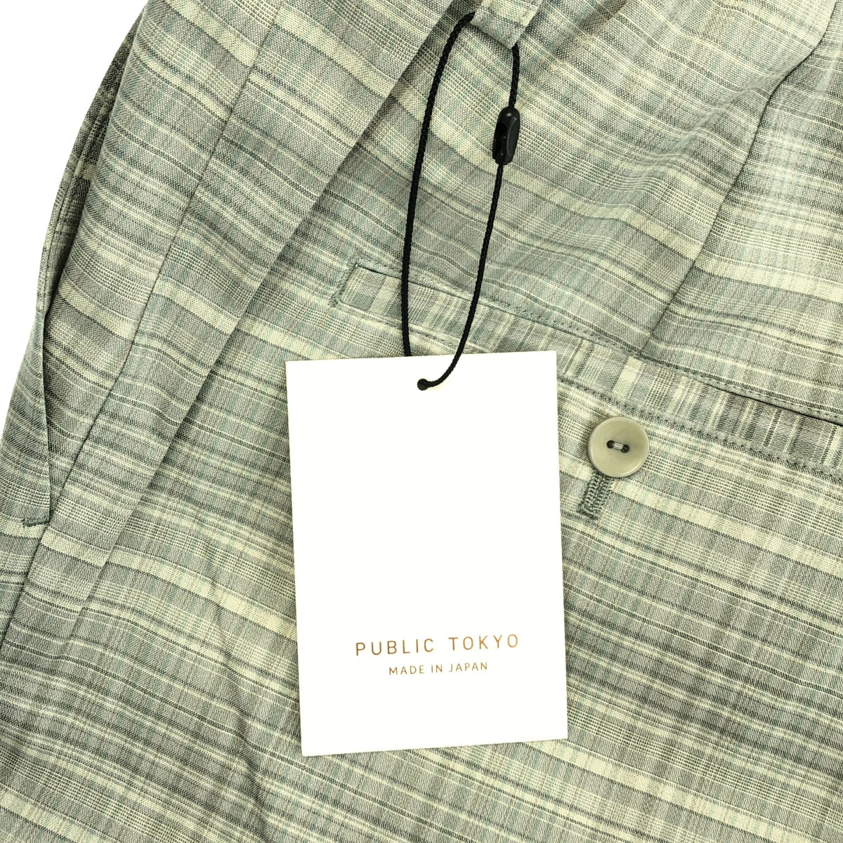 PUBLIC TOKYO | 苧麻格紋休閒褲 | 2碼 | 男士