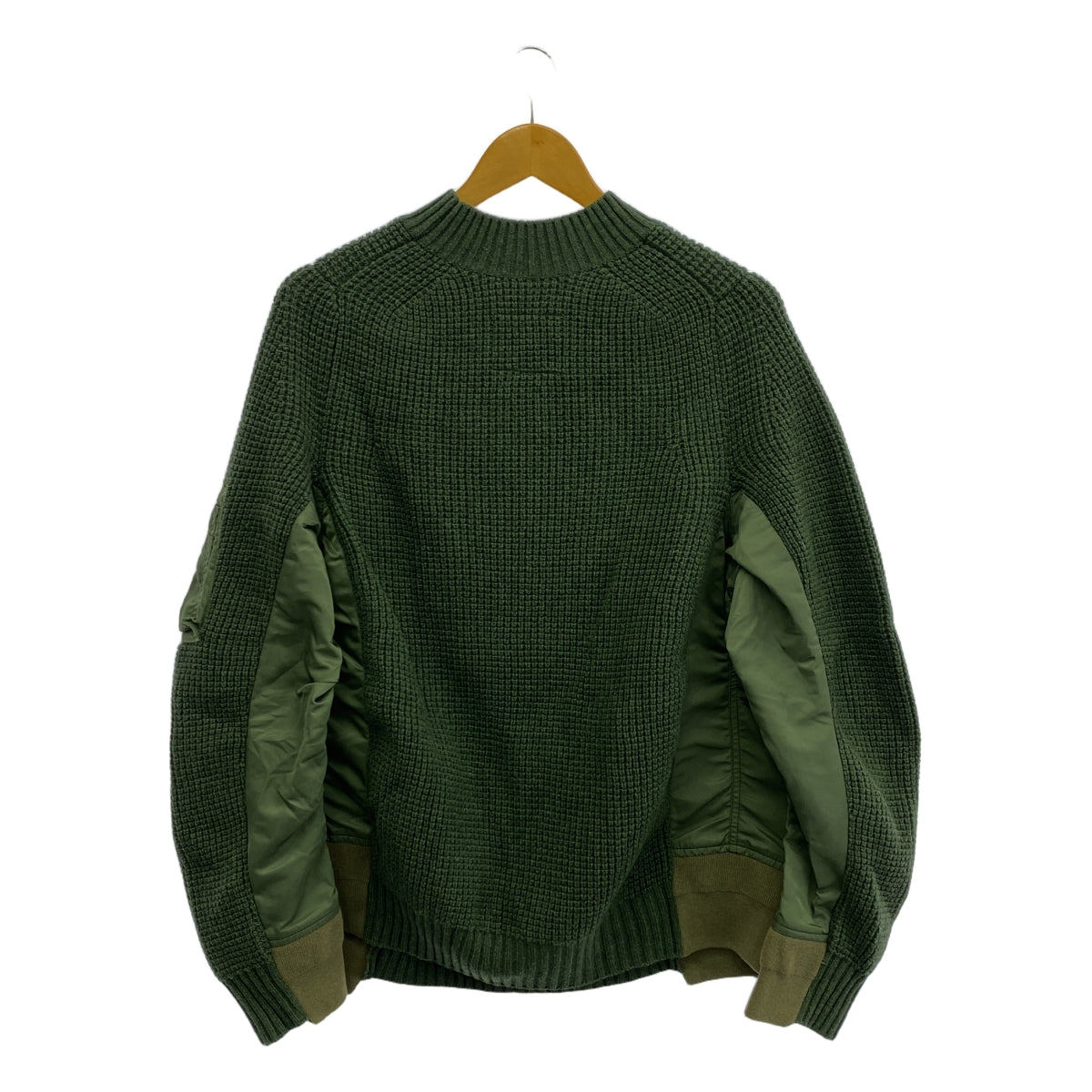 sacai / サカイ | MA-1異素材 切替 ドッキング ワッフル ニット セーター | 2 | メンズ