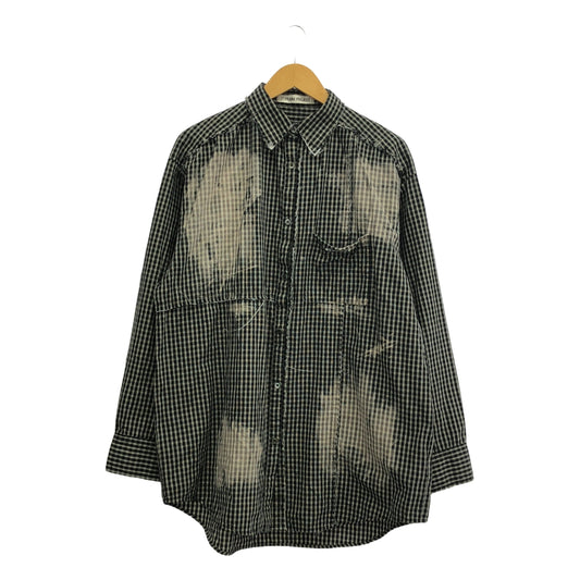 PRANK PROJECT / プランクプロジェクト | Cut-off Bleached Check Shirt カットオフブリーチチェックシャツ | FREE | ブラック | レディース