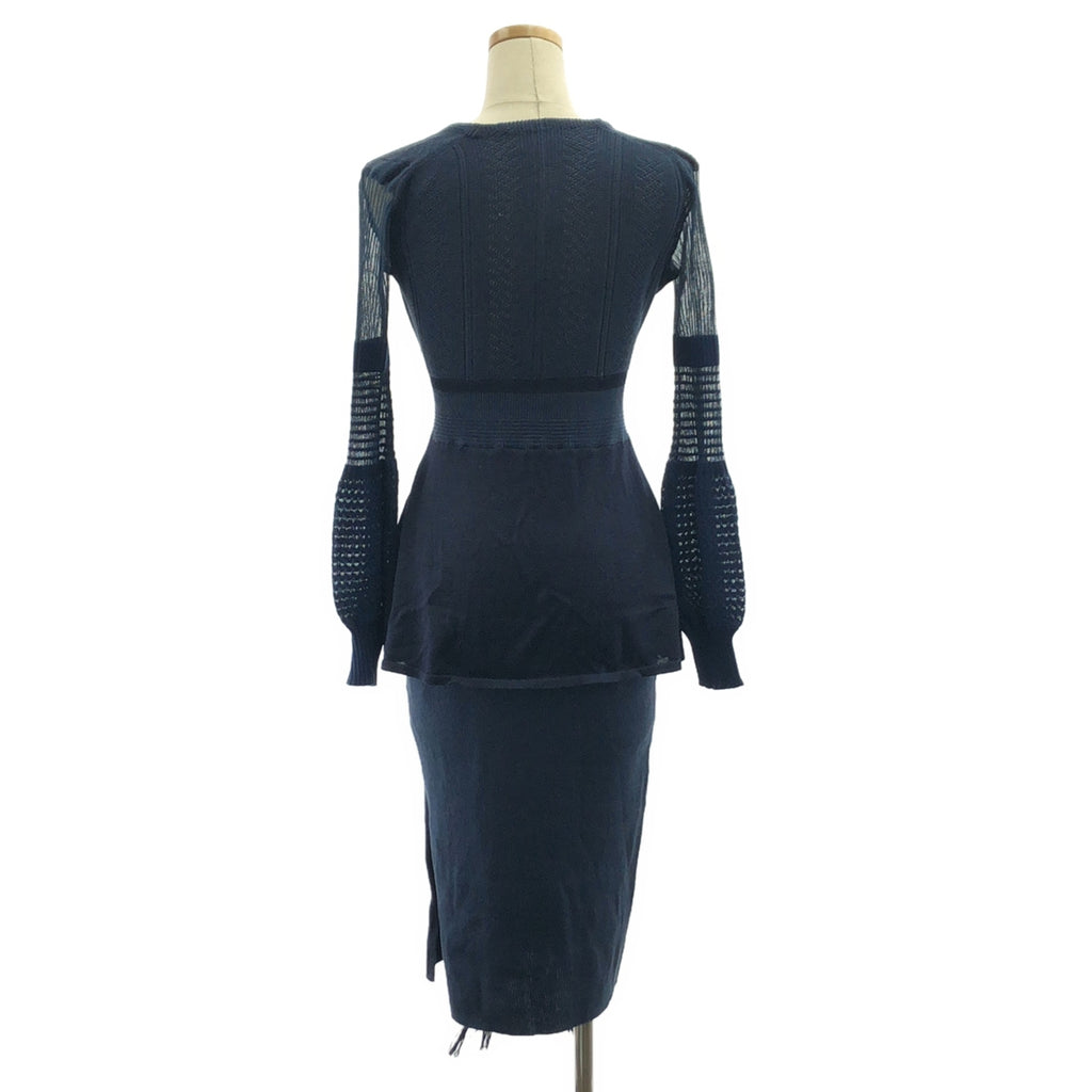 Mame Kurogouchi / マメクロゴウチ | Mixed Rib Knit Peplum Dress リブニット Vネック ドレス ワンピース | 2 | レディース