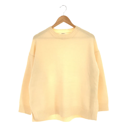 HEAVENLY | Wool blend crew neck side slit knit natural | Natural | Women's