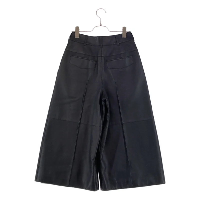 HERMES / エルメス | ラムレザー ベルテッド ワイド キュロットパンツ | 34 | レディース
