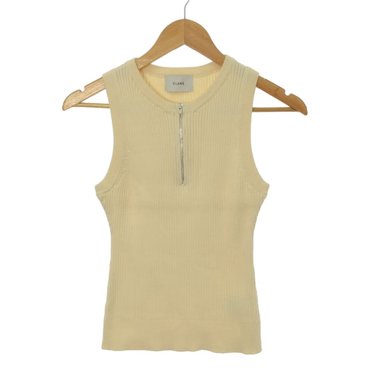 CLANE / 크라네 | SLEEVELESS ZIP RIB KNIT TOPS 니트 베스트 | 2 | 아이보리 | 여성