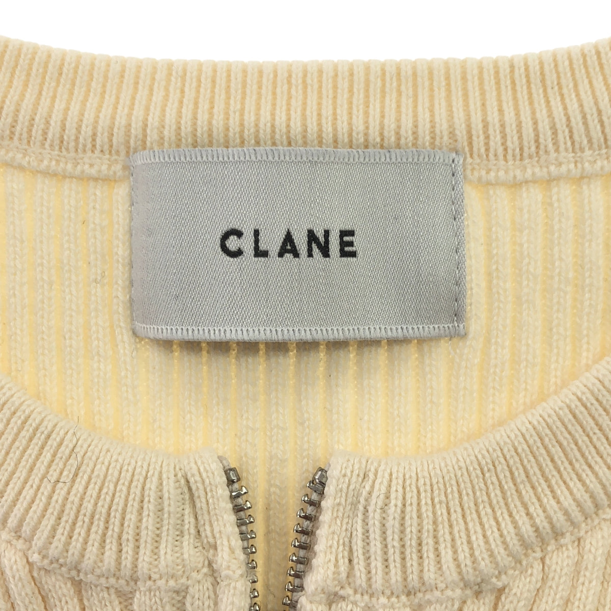 CLANE / 크라네 | SLEEVELESS ZIP RIB KNIT TOPS 니트 베스트 | 2 | 아이보리 | 여성