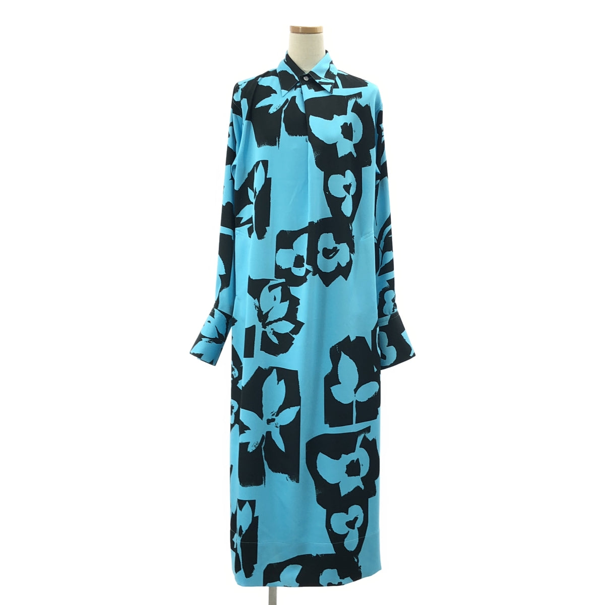 ISSEY MIYAKE / 이세이 미야케 | 2024AW | 프린트 롱 셔츠 원피스 | 2 | 블랙 / 블루 | 여성