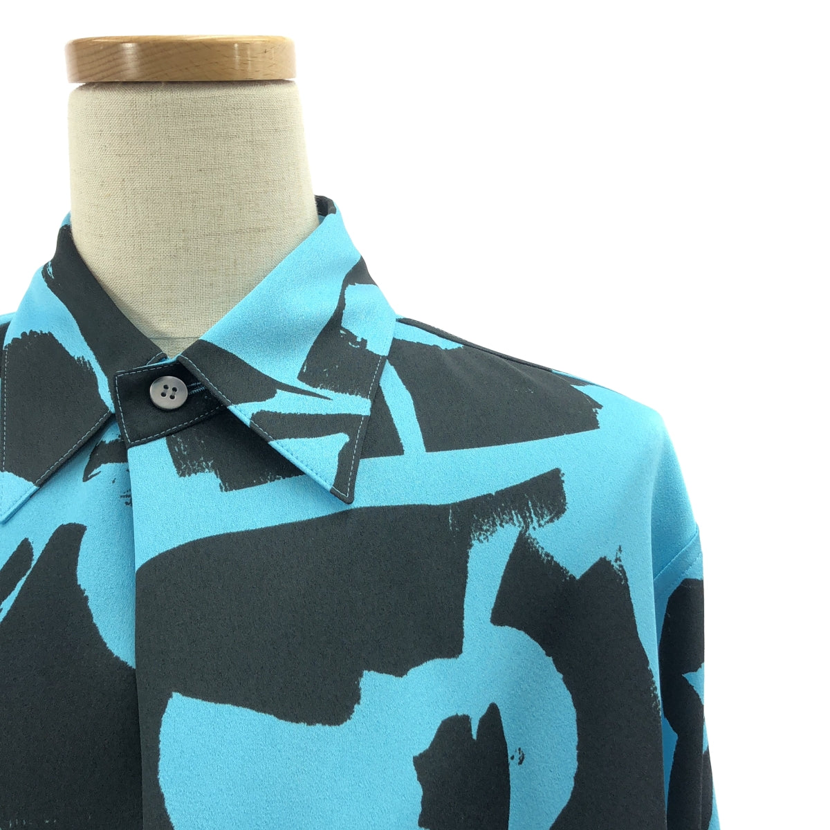 ISSEY MIYAKE / イッセイミヤケ | 2024AW | プリント ロング シャツワンピース | 2 | ブラック/ブルー | レディース