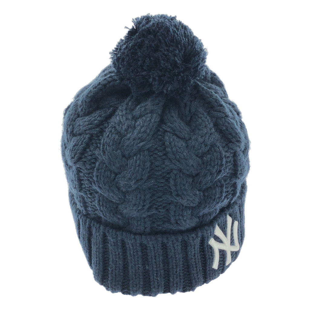 【美品】  NEW ERA / ニューエラ | NEW YORK YANKEES ボンボン ケーブルニットキャップ | F | ネイビー | メンズ