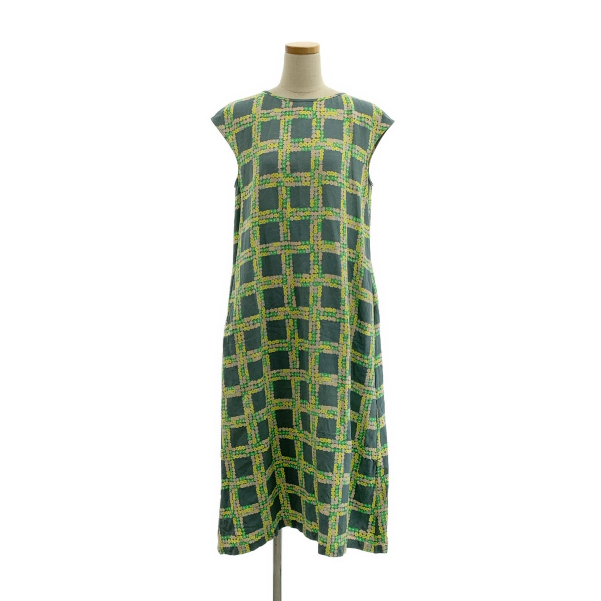 mina perhonen / ミナペルホネン | flower gate フラワー ゲート / リネン レーヨン ノースリーブ ワンピース | 36 | レディース