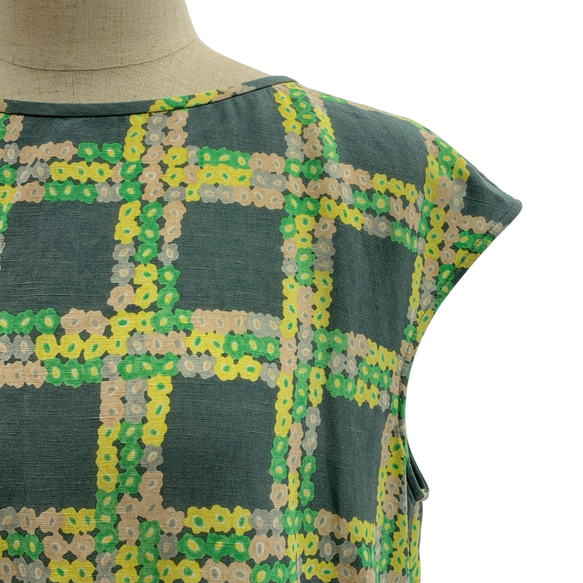 mina perhonen / ミナペルホネン | flower gate フラワー ゲート / リネン レーヨン ノースリーブ ワンピース | 36 | レディース