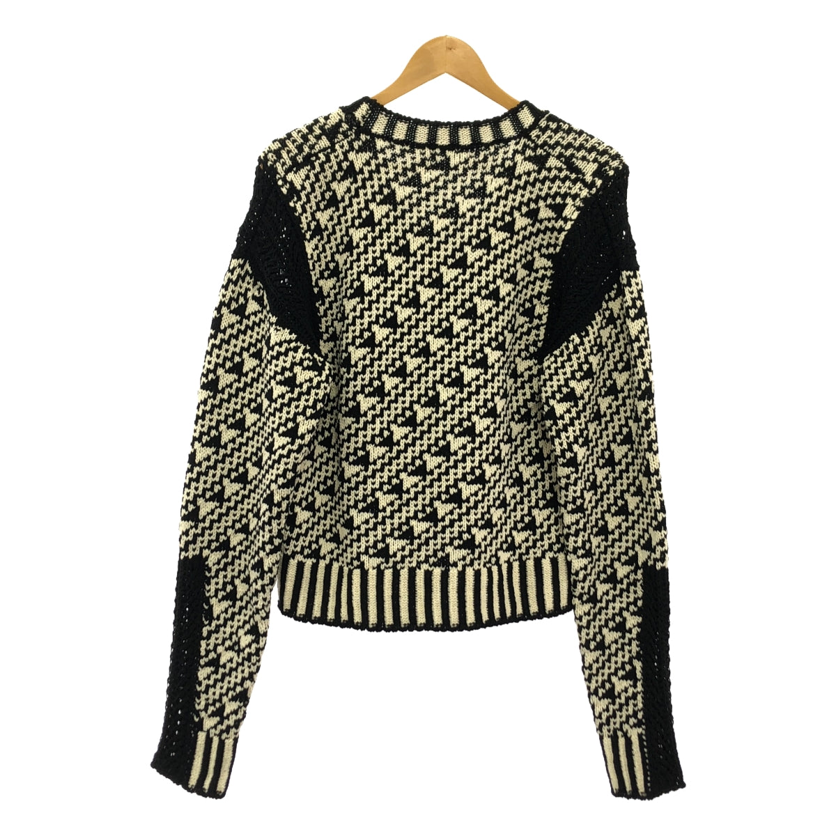 【미품】 JIL SANDER / 질 썬더 | Geometric Pattern Jumper Knit / 코튼 지오메트릭 니트 풀오버 | 34 | 블랙 / 오프 화이트 계 | 여성
