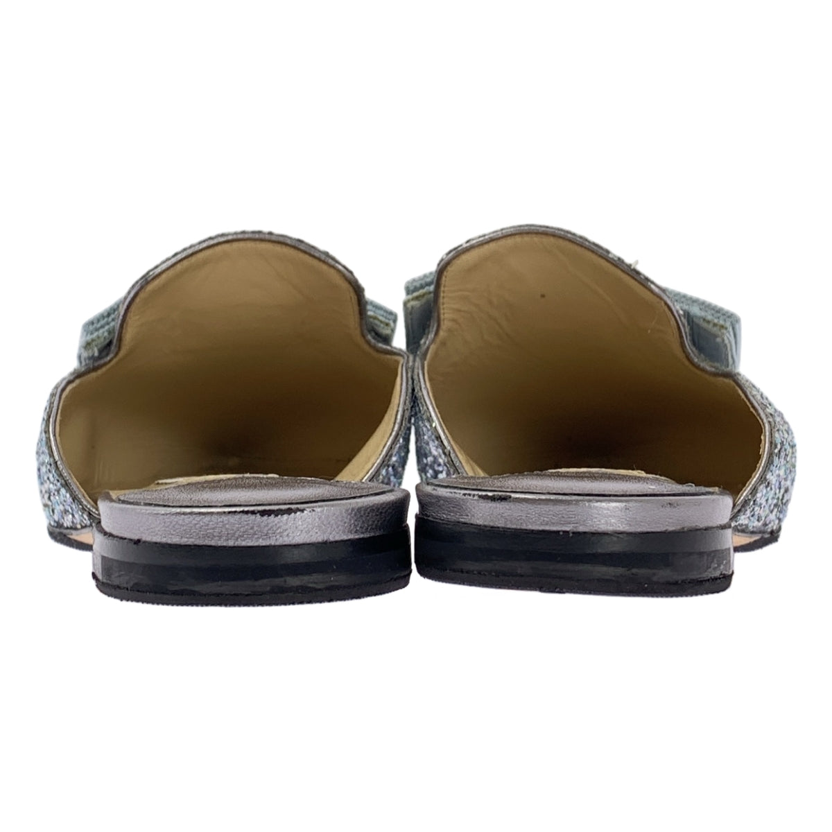 JIMMY CHOO / ジミーチュウ | グリッター リボン ポインテッドトゥ ミュール サンダル | 35 1/2 | レディース