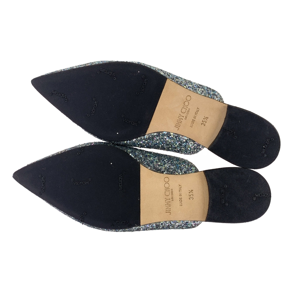 JIMMY CHOO / ジミーチュウ | グリッター リボン ポインテッドトゥ ミュール サンダル | 35 1/2 | レディース