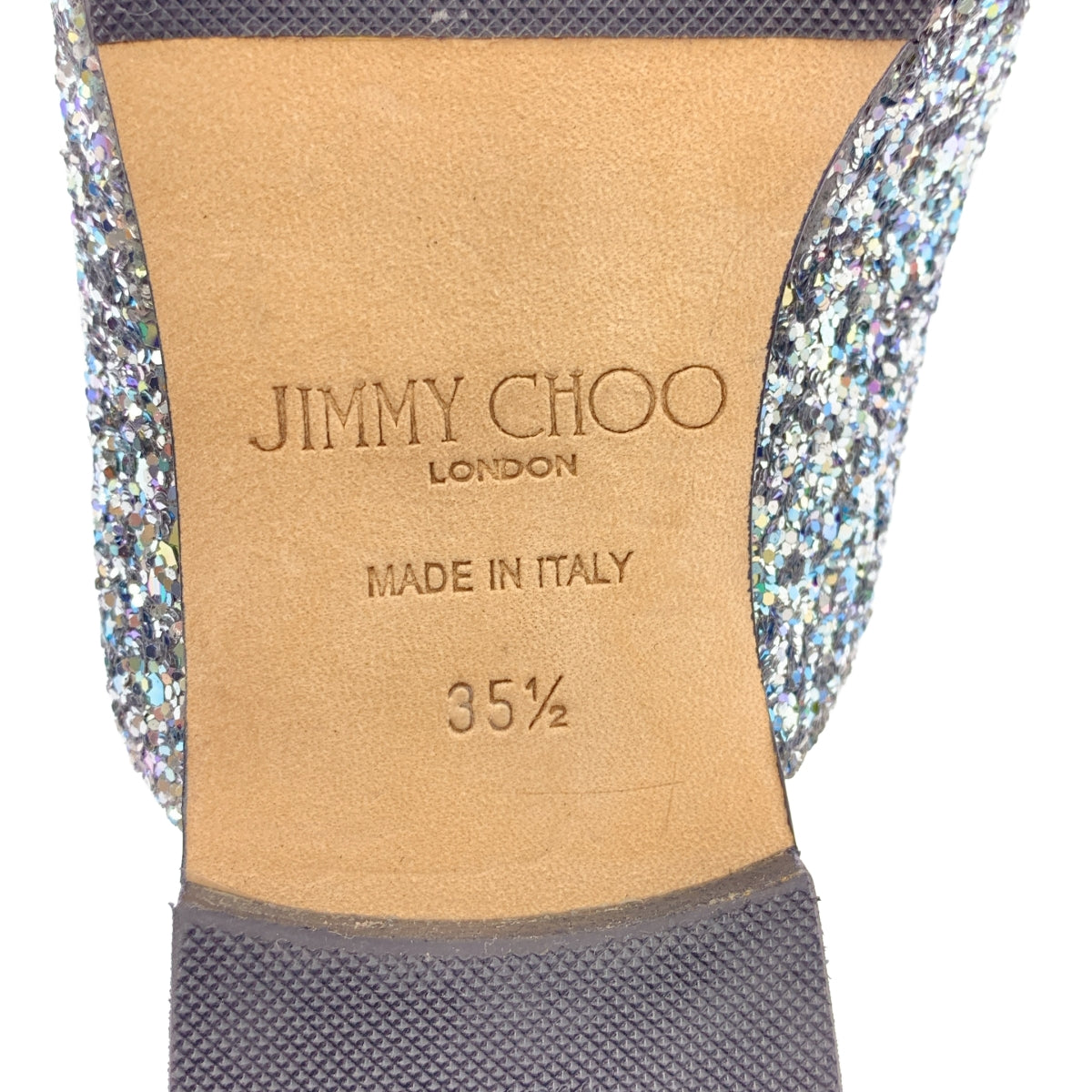 JIMMY CHOO / ジミーチュウ | グリッター リボン ポインテッドトゥ ミュール サンダル | 35 1/2 | レディース