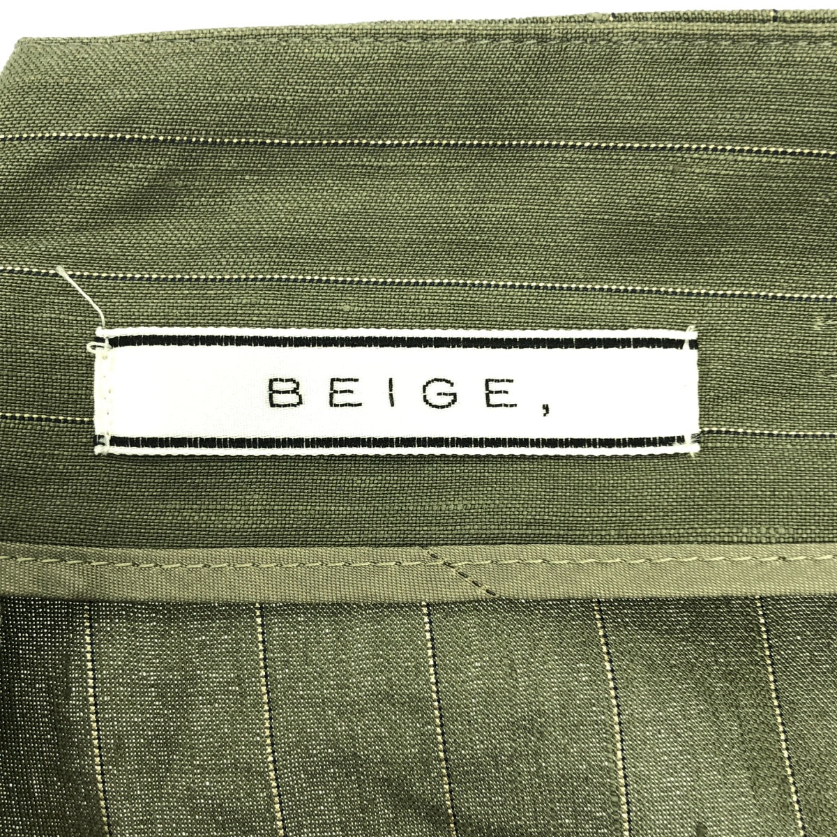 BEIGE， / ベイジ | セットアップ リネン ストライプ ジャケット スラックス | 4 | カーキ | レディース