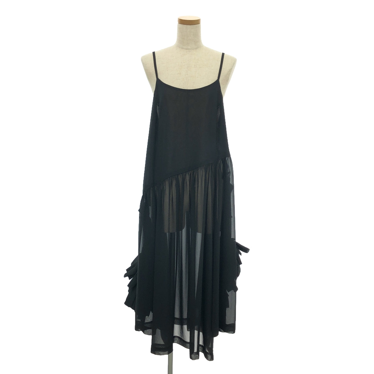 [Good Condition] COMME des GARCONS | 2023AW | Polyester deformed frill decoration gathered volume dress one piece | S | Black | Women's