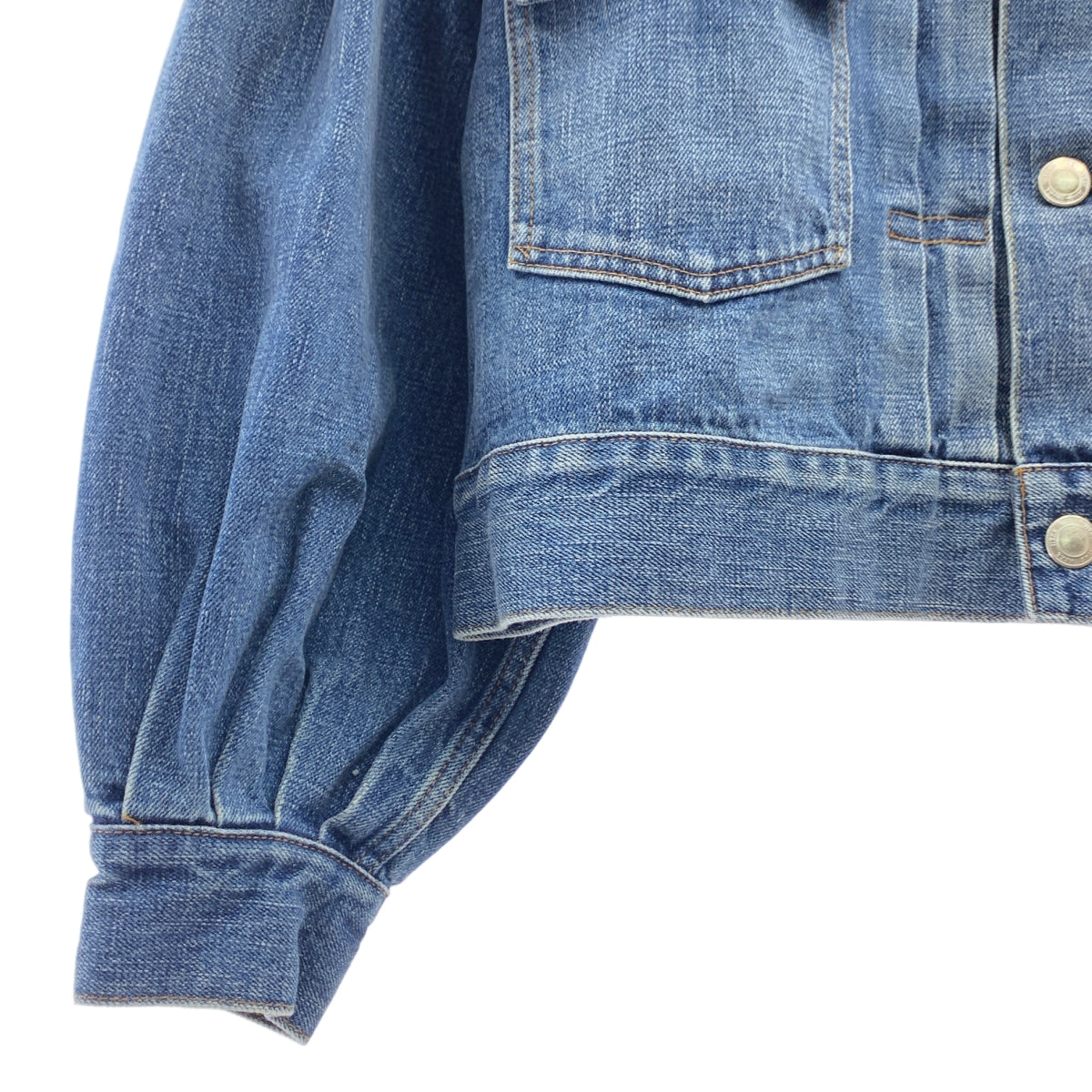 HYKE / 하이크 | BALLOON SLEEVE DENIM JACKET TYPE2 풍선 슬리브 데님 재킷 | 2 | 인디고 | 여성