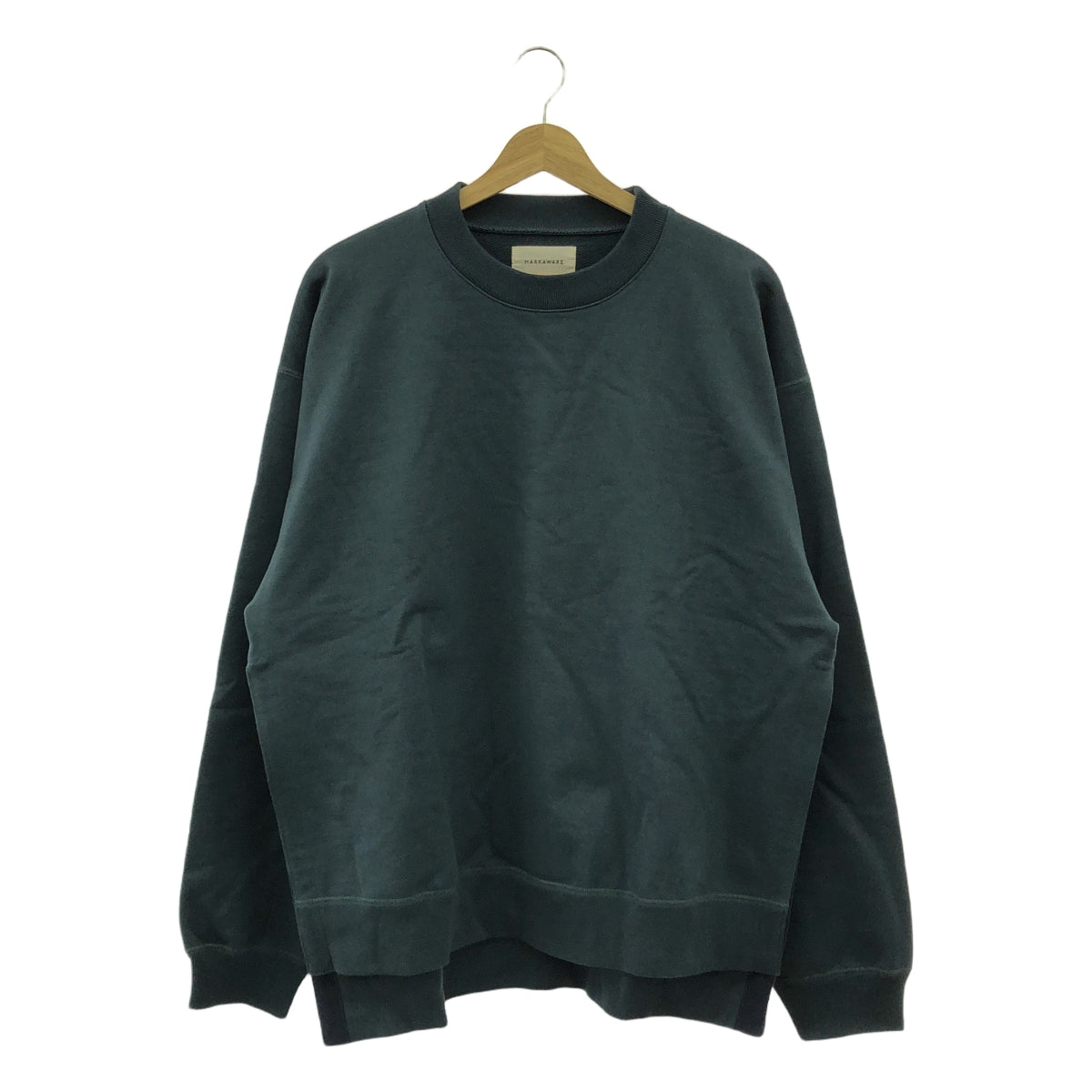 MARKAWARE / マーカウェア | SLITED SWEAT SHIRT ORGANIC COTTON HEAVY FLEECE / オーバーシルエット スリット スウェット | 3 | HUNTER GREEN | メンズ