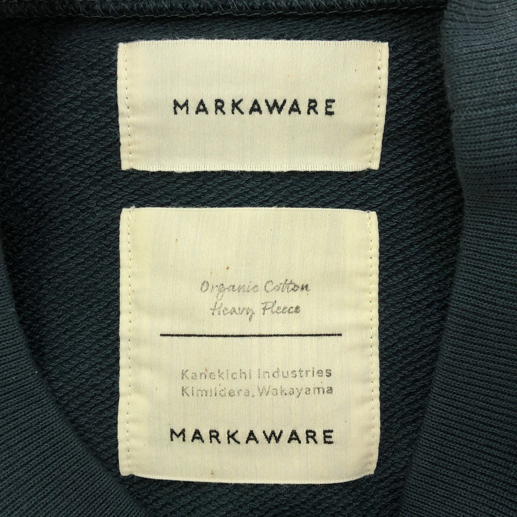 MARKAWARE / マーカウェア | SLITED SWEAT SHIRT ORGANIC COTTON HEAVY FLEECE / オーバーシルエット スリット スウェット | 3 | HUNTER GREEN | メンズ