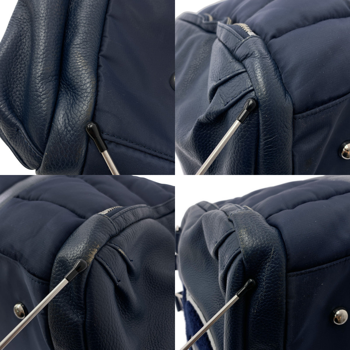 MUTA / ムータ | ナイロン レザー切替 2way ボストン バッグ | ネイビー | レディース