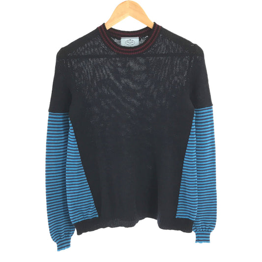 [Beautiful Condition] PRADA | Cashmere, Silk, Wool, Striped Knitwear | Size 36 | Navy | Women's