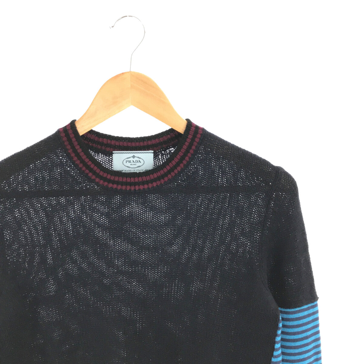 [Beautiful Condition] PRADA | Cashmere, Silk, Wool, Striped Knitwear | Size 36 | Navy | Women's