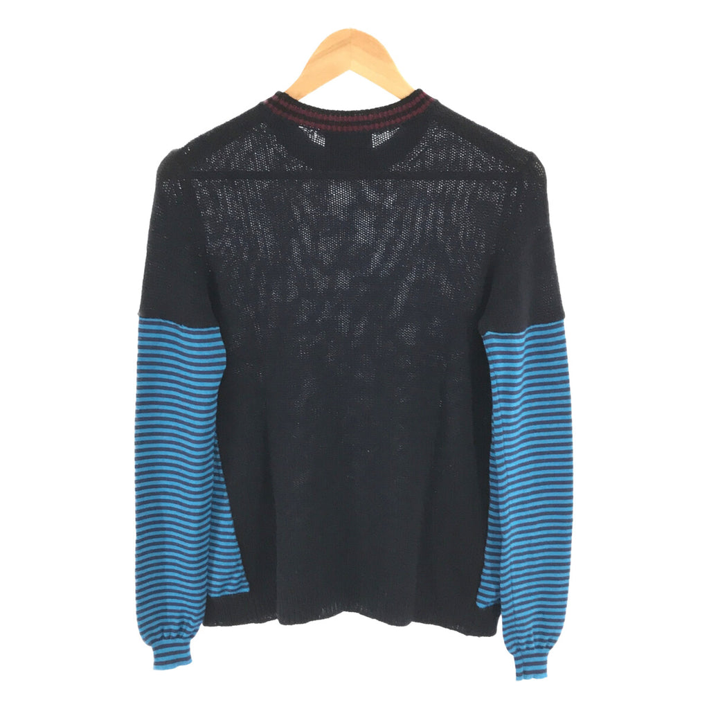 【美品】  PRADA / プラダ | カシミヤ シルク ウール ボーダー 切替 ニット | 36 | ネイビー | レディース