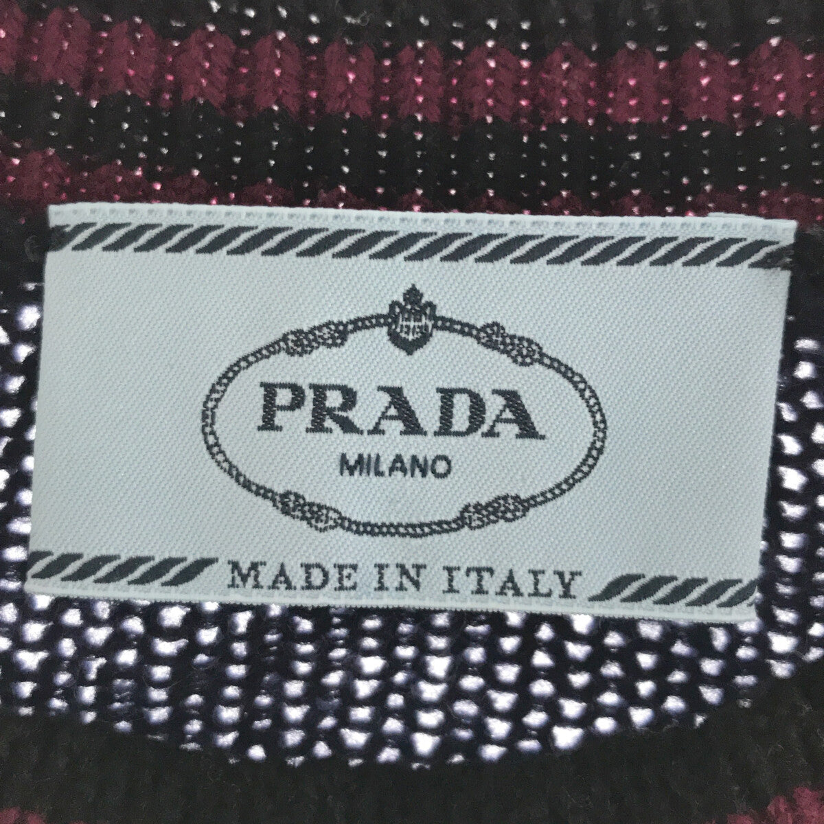 [Beautiful Condition] PRADA | Cashmere, Silk, Wool, Striped Knitwear | Size 36 | Navy | Women's