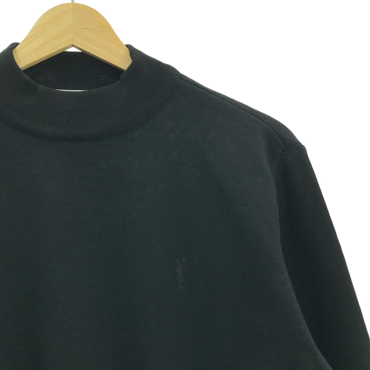 YVES SAINT LAURENT / イヴサンローラン | カフスボタン ロゴ刺しゅう モックネック ニット | M | レディース
