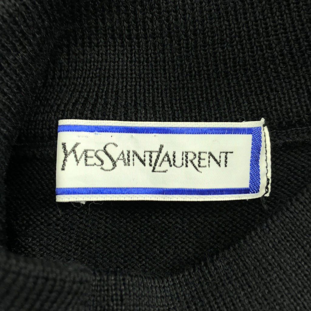 YVES SAINT LAURENT / イヴサンローラン | カフスボタン ロゴ刺しゅう モックネック ニット | M | レディース