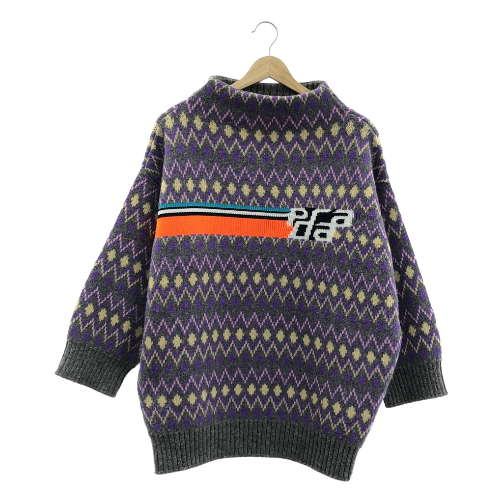 PRADA / プラダ | ウール フェアアイル ロゴ モックネック オーバーサイズニット | 36 |
