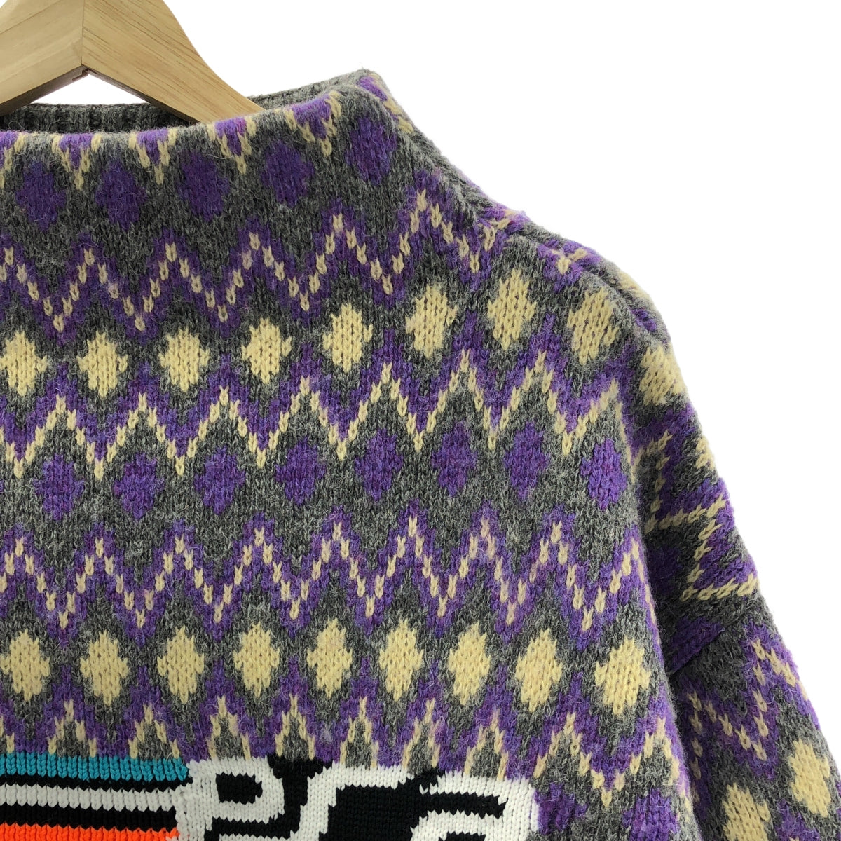PRADA / プラダ | ウール フェアアイル ロゴ モックネック オーバーサイズニット | 36 |