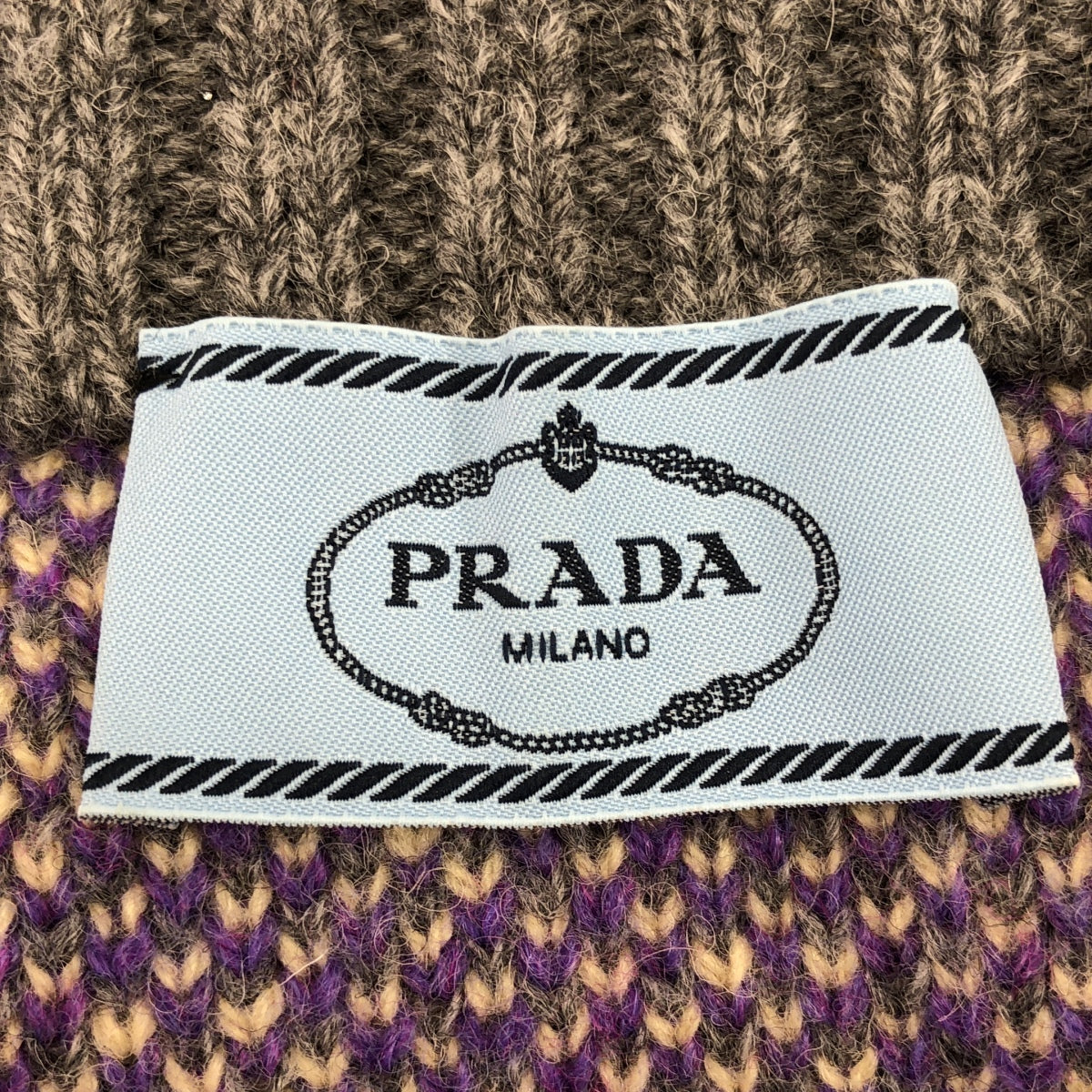 PRADA / プラダ | ウール フェアアイル ロゴ モックネック オーバーサイズニット | 36 |