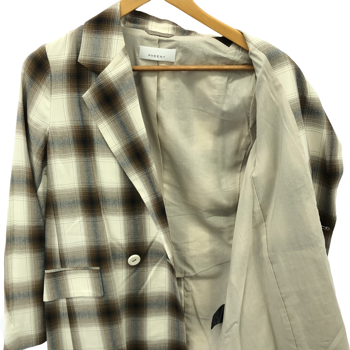 PHEENY / フィーニー | Rayon ombre check double-breasted jacket レーヨン オンブレチェック ダブルジャケット | F | レディース