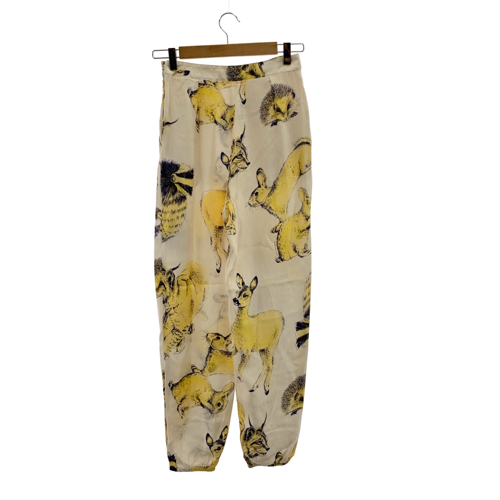 STELLA McCARTNEY | 100% 真絲 | 全身動物印花側拉鍊休閒褲 | 尺寸 36 |