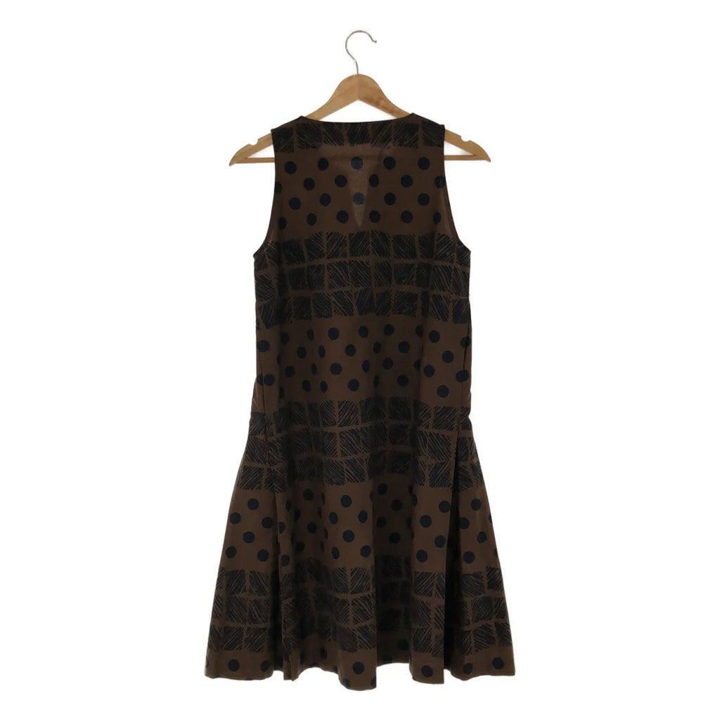 【美品】  ROSSO35 / ロッソ トレンタチンクエ | ドット総柄 キーネック ノースリーブ ワンピース | 38 | ブラウン | レディース