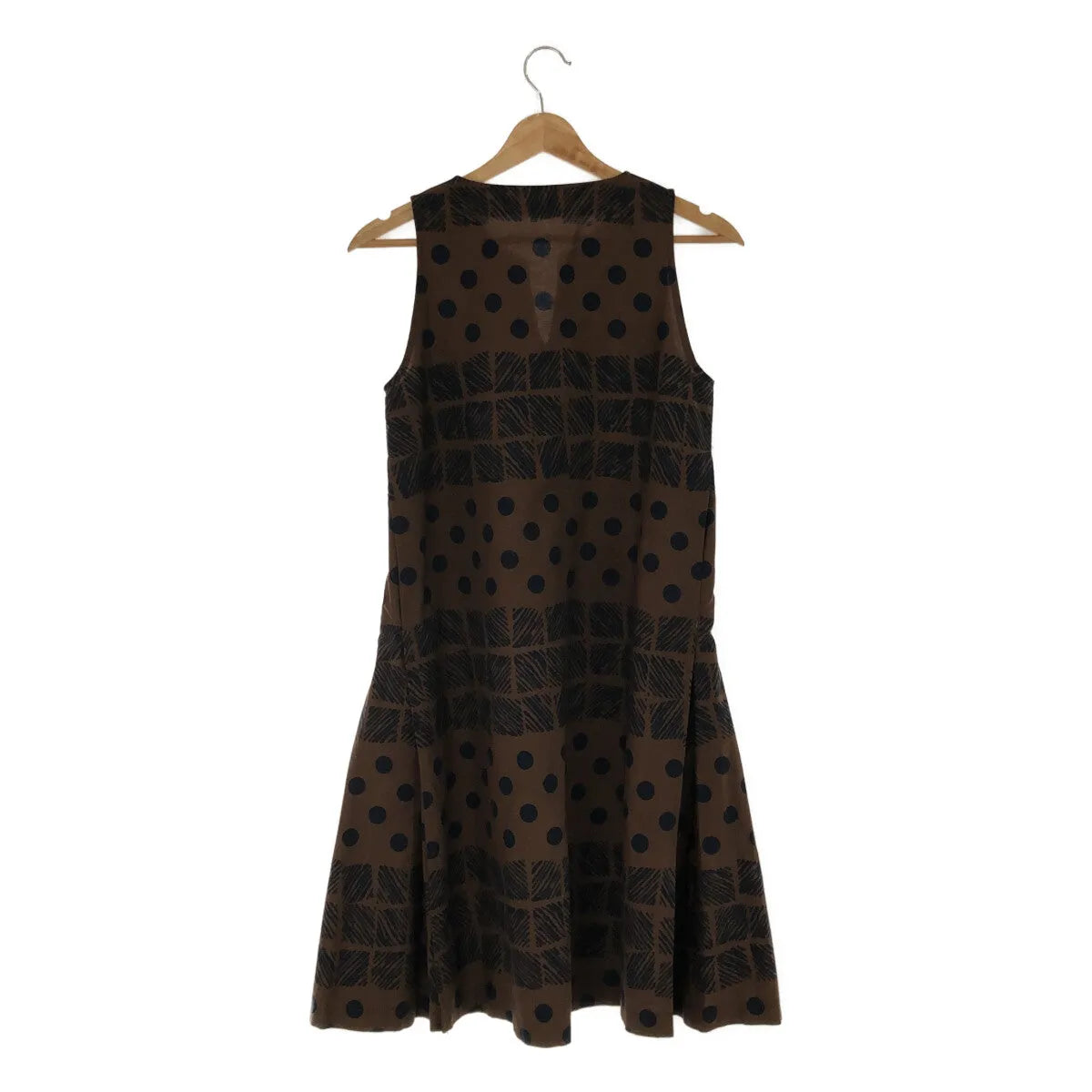 【美品】  ROSSO35 / ロッソ トレンタチンクエ | ドット総柄 キーネック ノースリーブ ワンピース | 38 | ブラウン | レディース