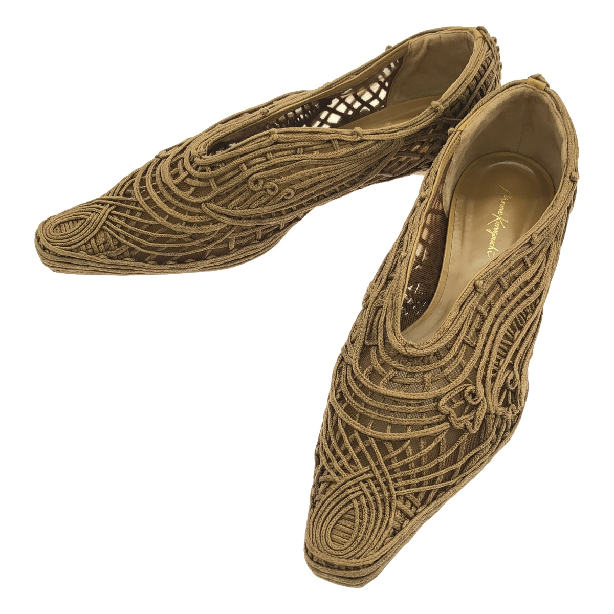 Mame Kurogouchi / Mame Kurogouchi | 2023SS | Cord Embroidery Egg Heel Pumps | 24.5cm | Brown | Women's