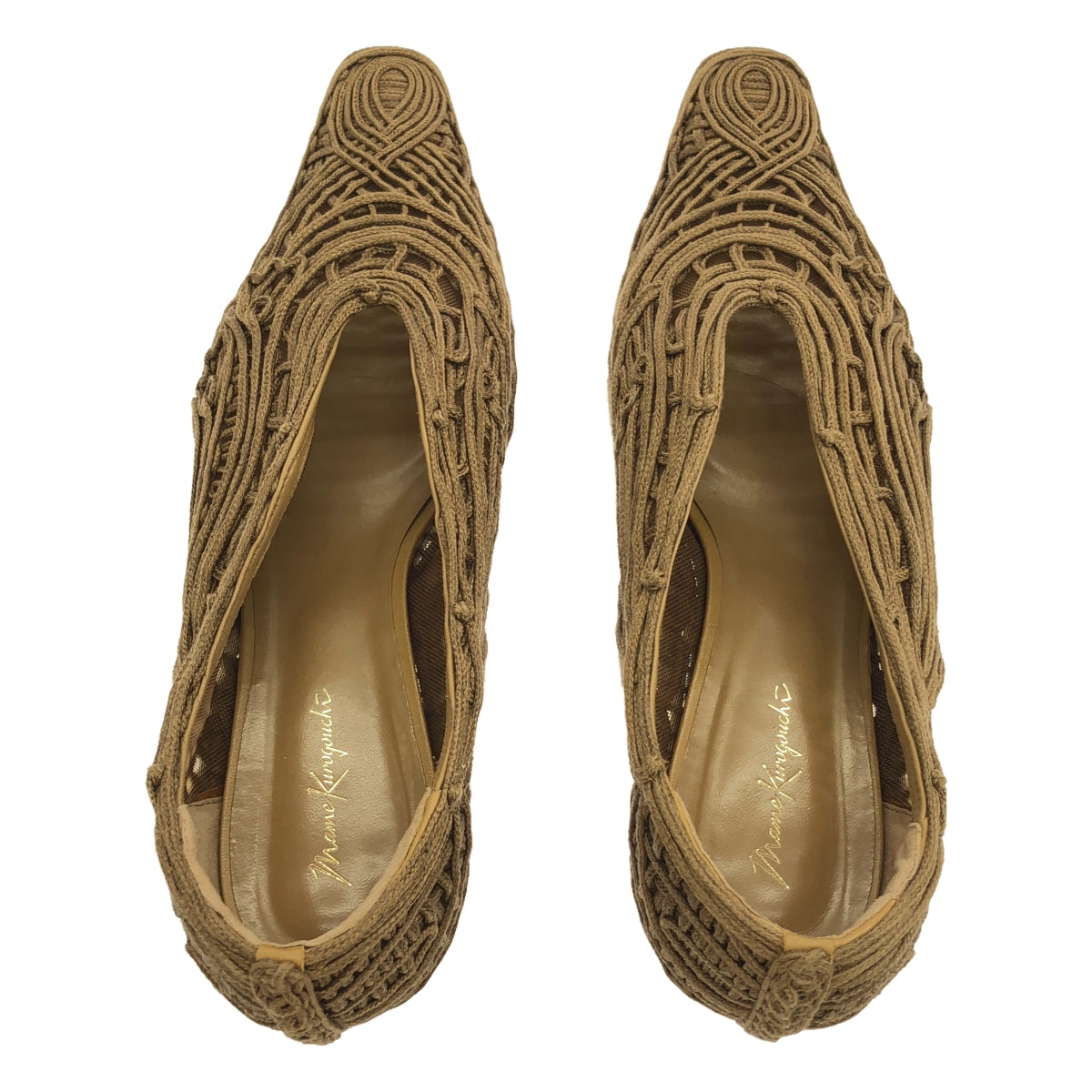 Mame Kurogouchi / Mame Kurogouchi | 2023SS | Cord Embroidery Egg Heel Pumps | 24.5cm | Brown | Women's