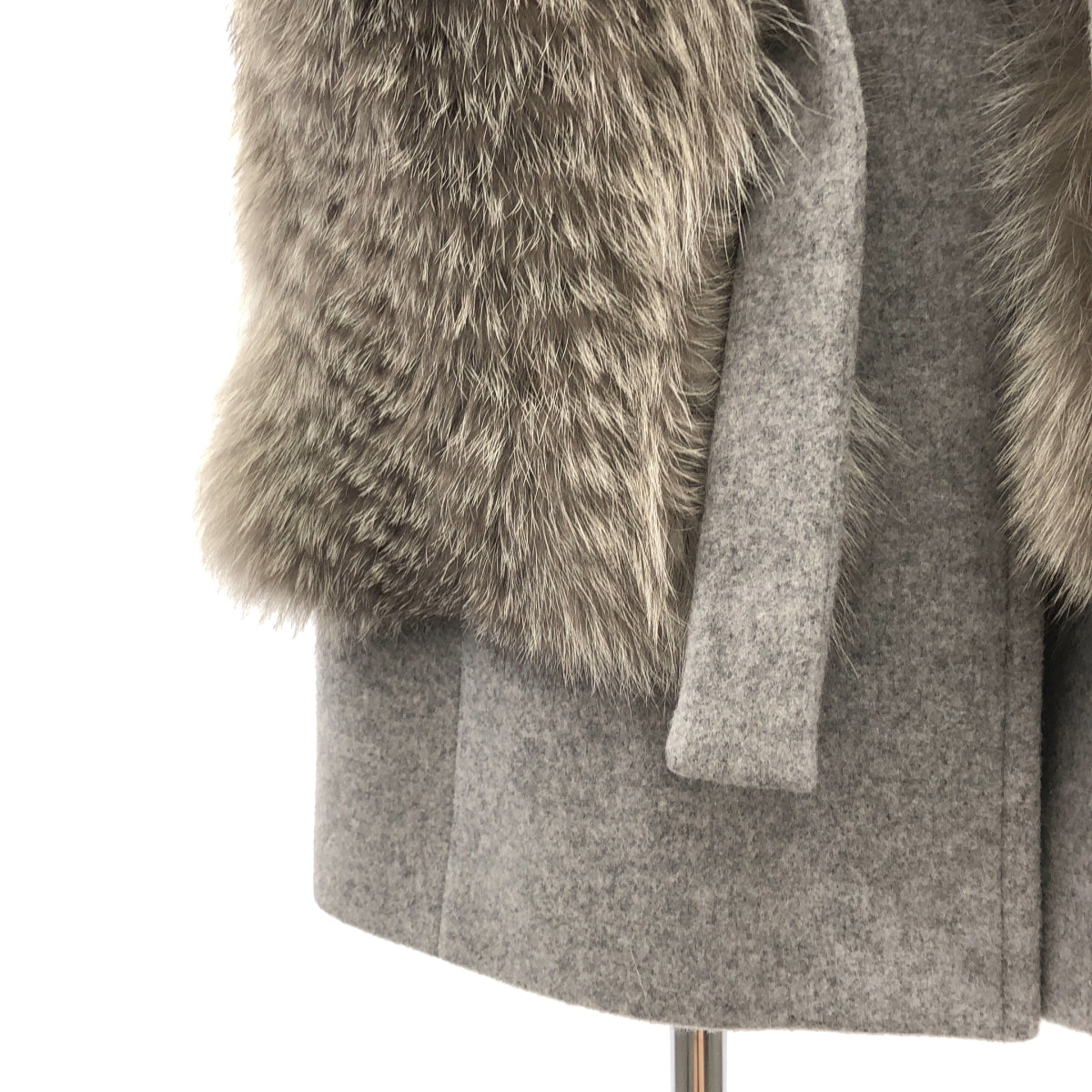 UNITED ARROWS グレー フォックスファーコート 美品】 UNITED ARROWS / ユナイテッドアローズ | ウール フォックス