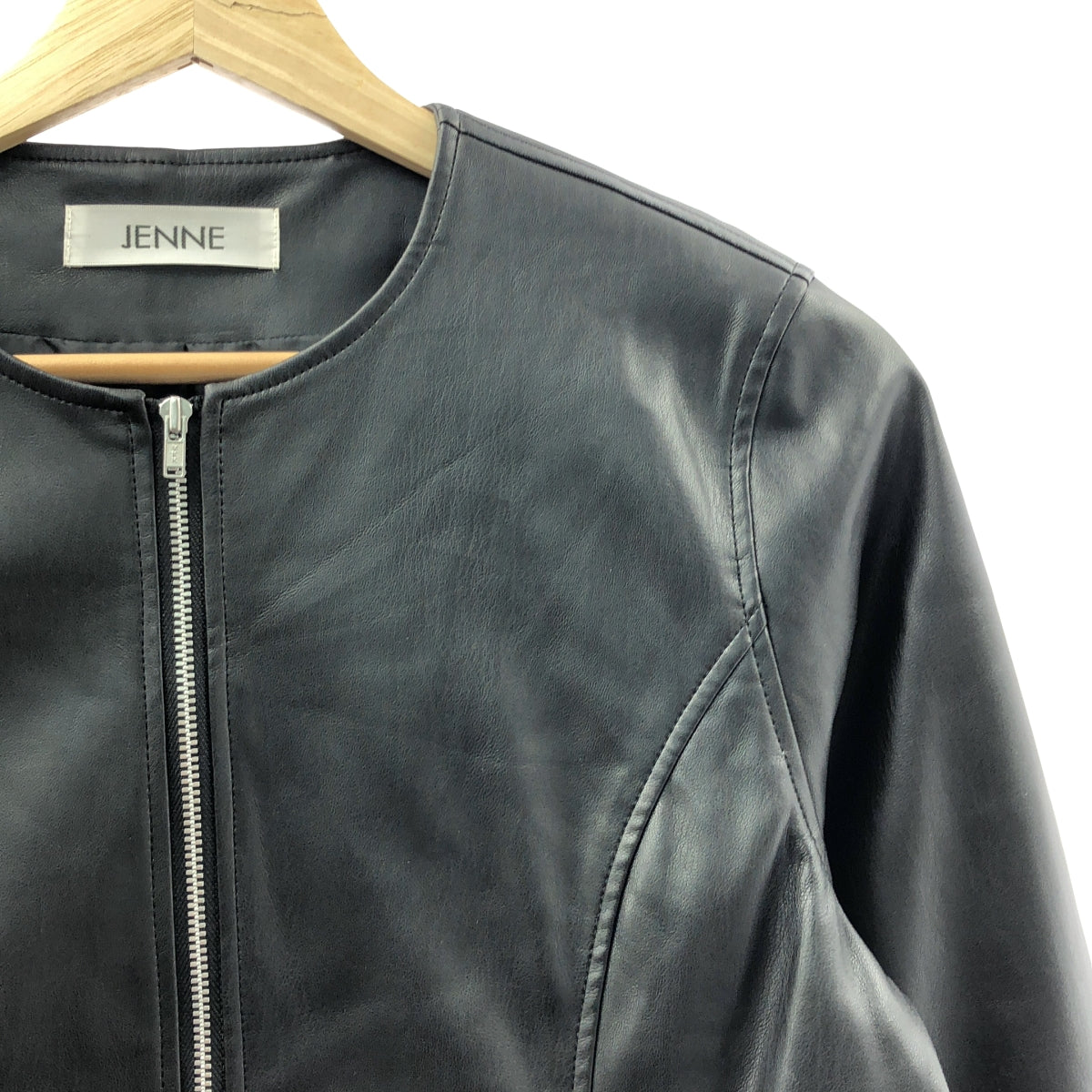 【美品】  JENNE / ジェンヌ | 2021AW | エコレザーペプラムジャケット / 総裏地 | M | ブラック | レディース