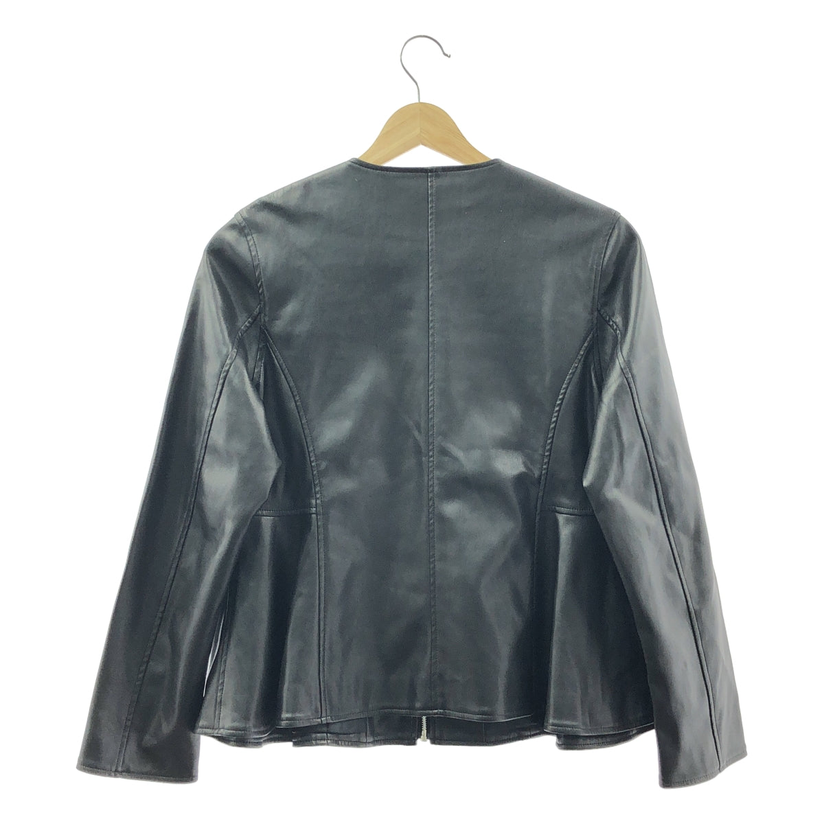 【美品】  JENNE / ジェンヌ | 2021AW | エコレザーペプラムジャケット / 総裏地 | M | ブラック | レディース