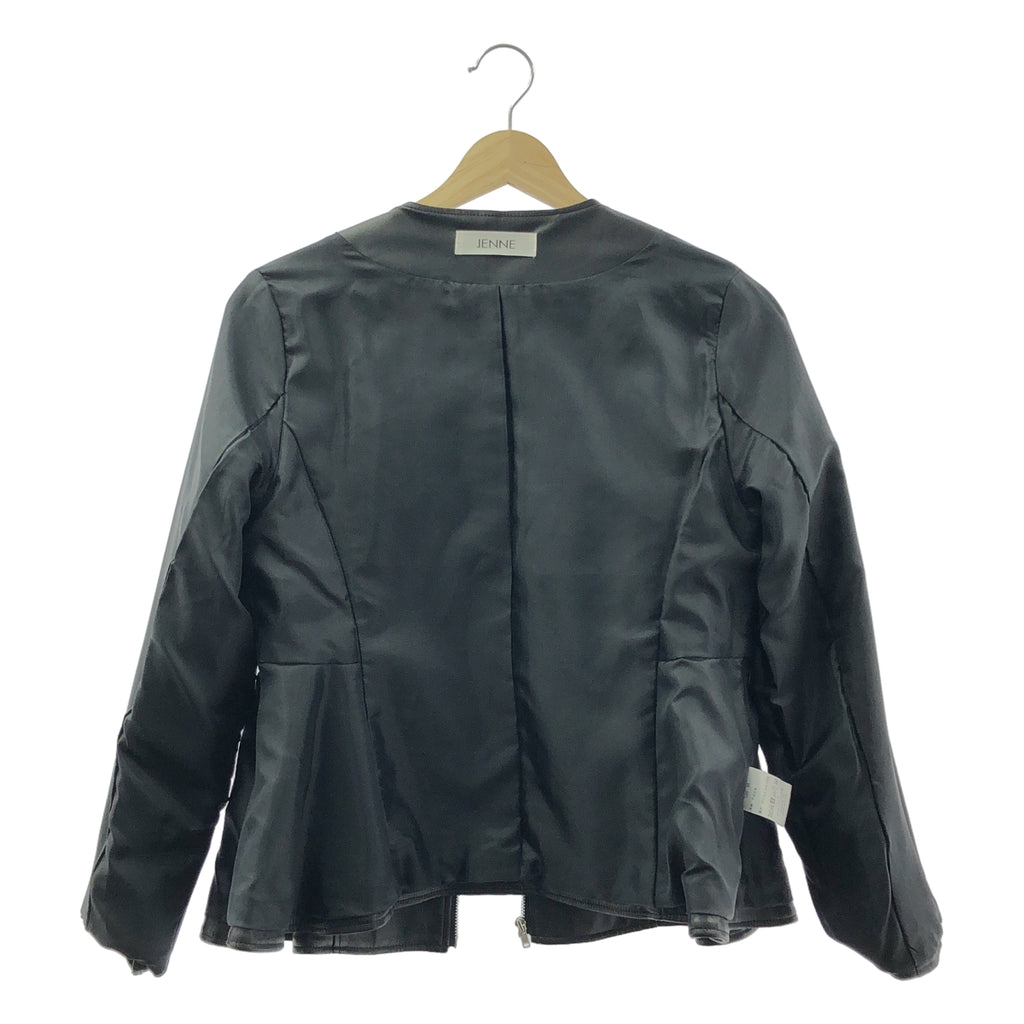 【美品】  JENNE / ジェンヌ | 2021AW | エコレザーペプラムジャケット / 総裏地 | M | ブラック | レディース