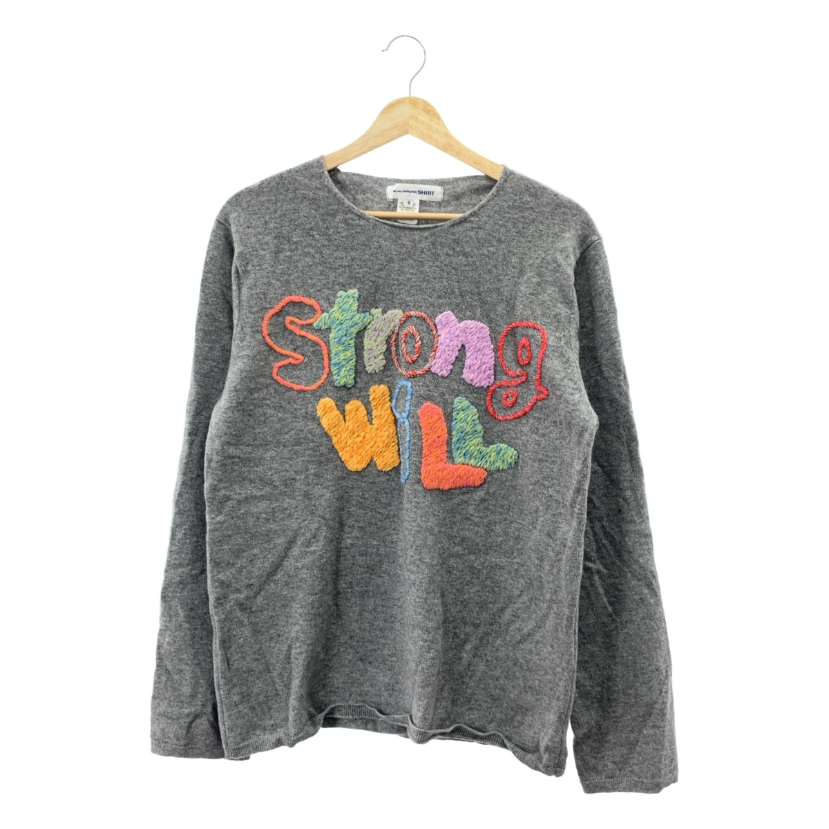 COMME des GARÇONS 襯衫 | | 2024秋冬 |羊毛平紋針織機號 12“STRONG WILL”刺繡針織 |中號 |