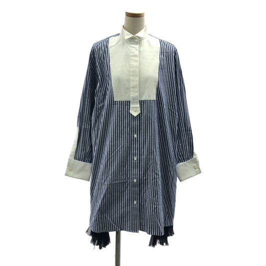 sacai | 條紋褶飾側拉鍊襯衫裙 | 1 | 女款