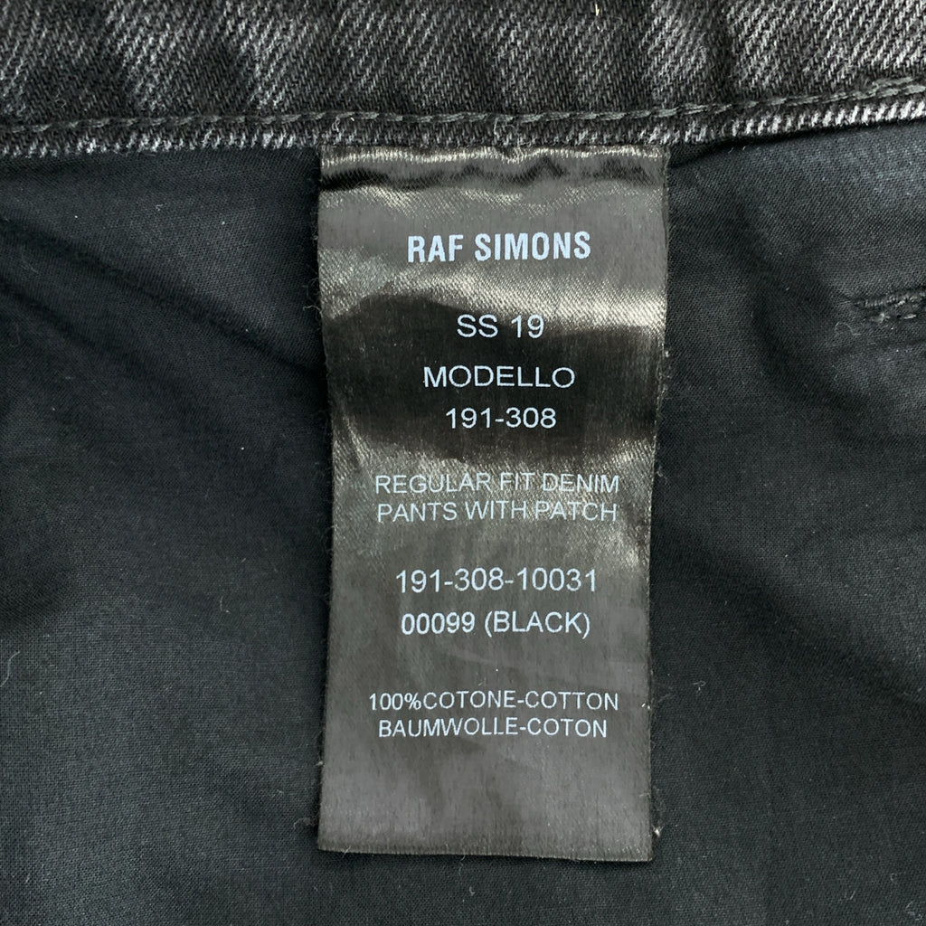 RAF SIMONS / 러프 시몬스 | 2019SS | 프린트 가죽 패치 레귤러 피트 데님 팬츠 | 33 | 남성