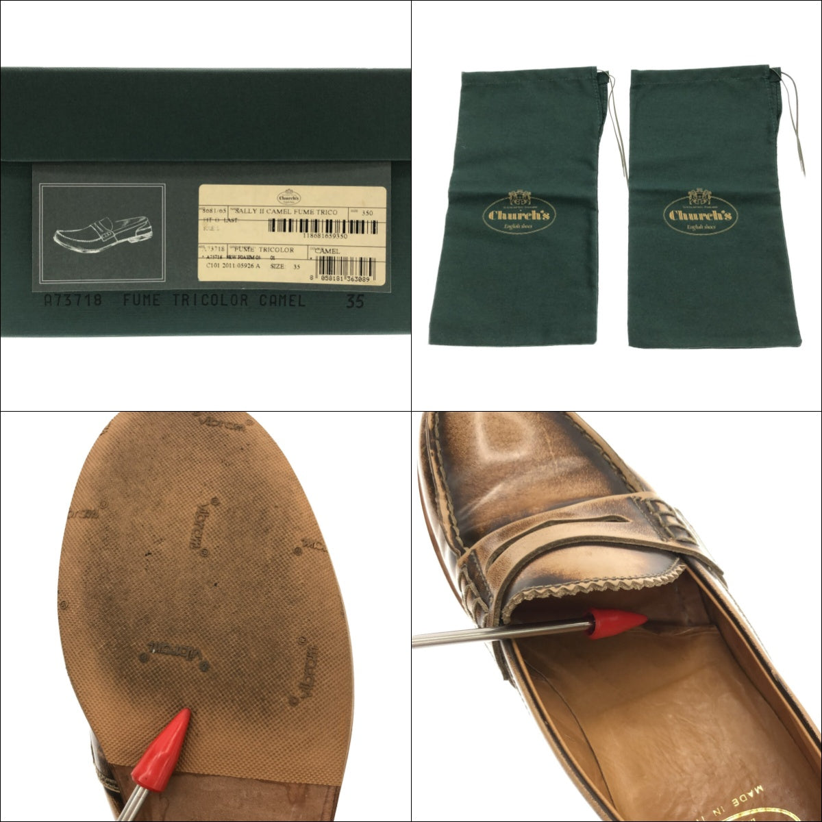 [狀況良好] 教堂的 / 教堂的 | SALLY 皮革硬幣樂福鞋 |尺寸 35 |布朗 |女性的