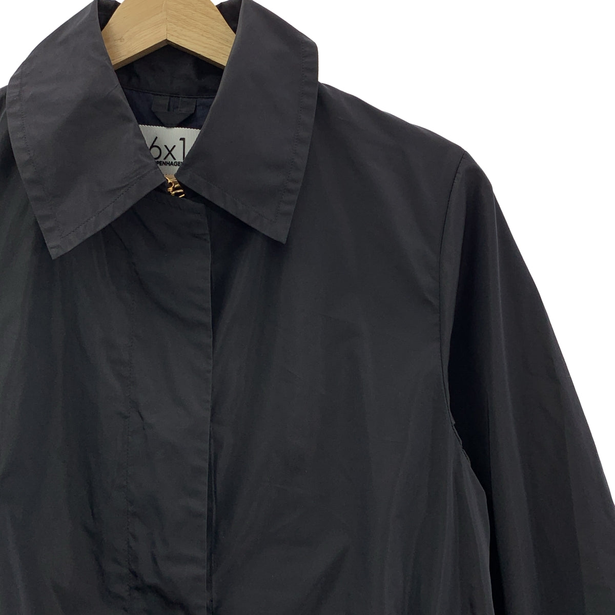 【美品】  6×1 COPENHAGEN / シックスバイワン コペンハーゲン | ウエストギャザー レイヤード ロングコート | 1 | ブラック/ネイビー | レディース