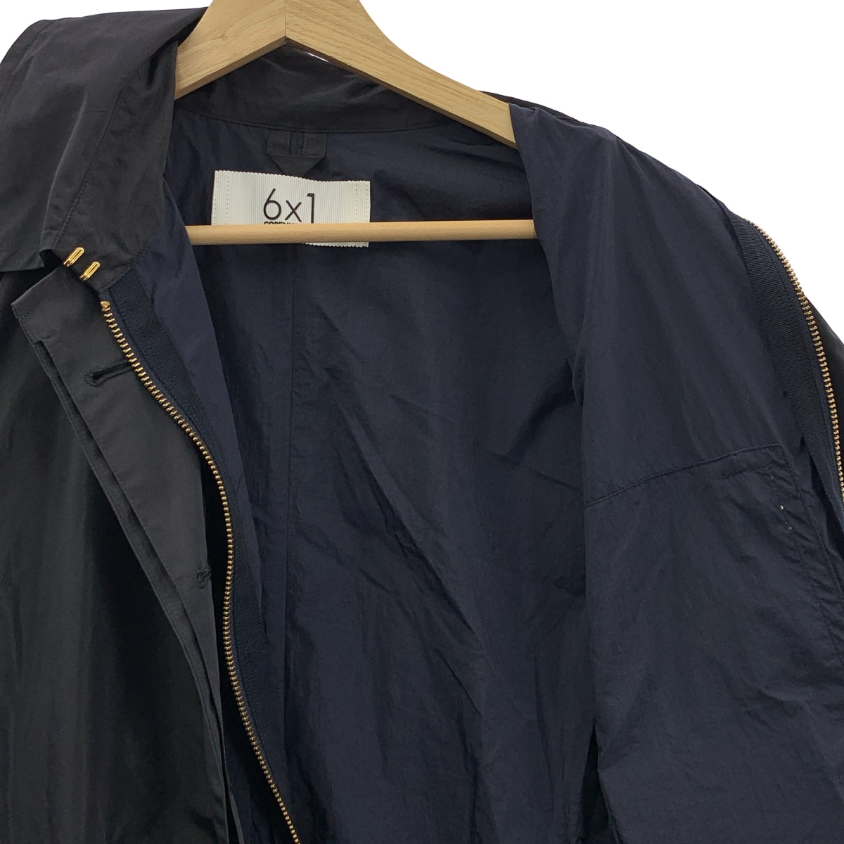 【美品】  6×1 COPENHAGEN / シックスバイワン コペンハーゲン | ウエストギャザー レイヤード ロングコート | 1 | ブラック/ネイビー | レディース