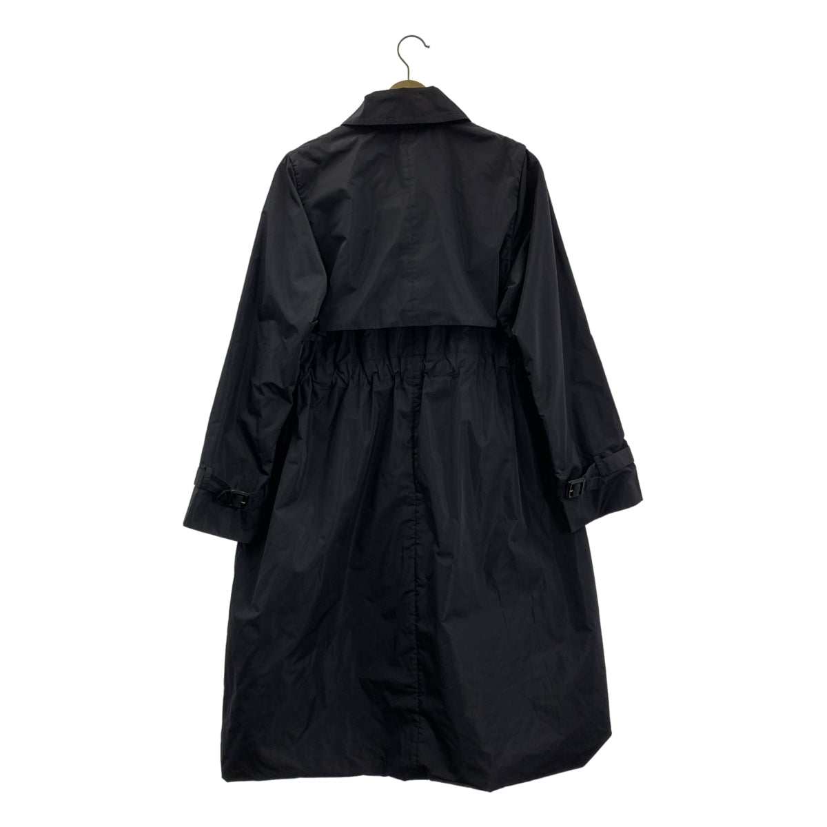 【美品】  6×1 COPENHAGEN / シックスバイワン コペンハーゲン | ウエストギャザー レイヤード ロングコート | 1 | ブラック/ネイビー | レディース